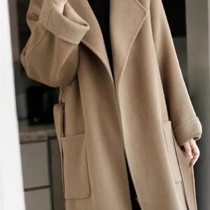 Elegant Beige Wool Trench Coat